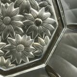 Art Deco glass cup with sandblasted flowers