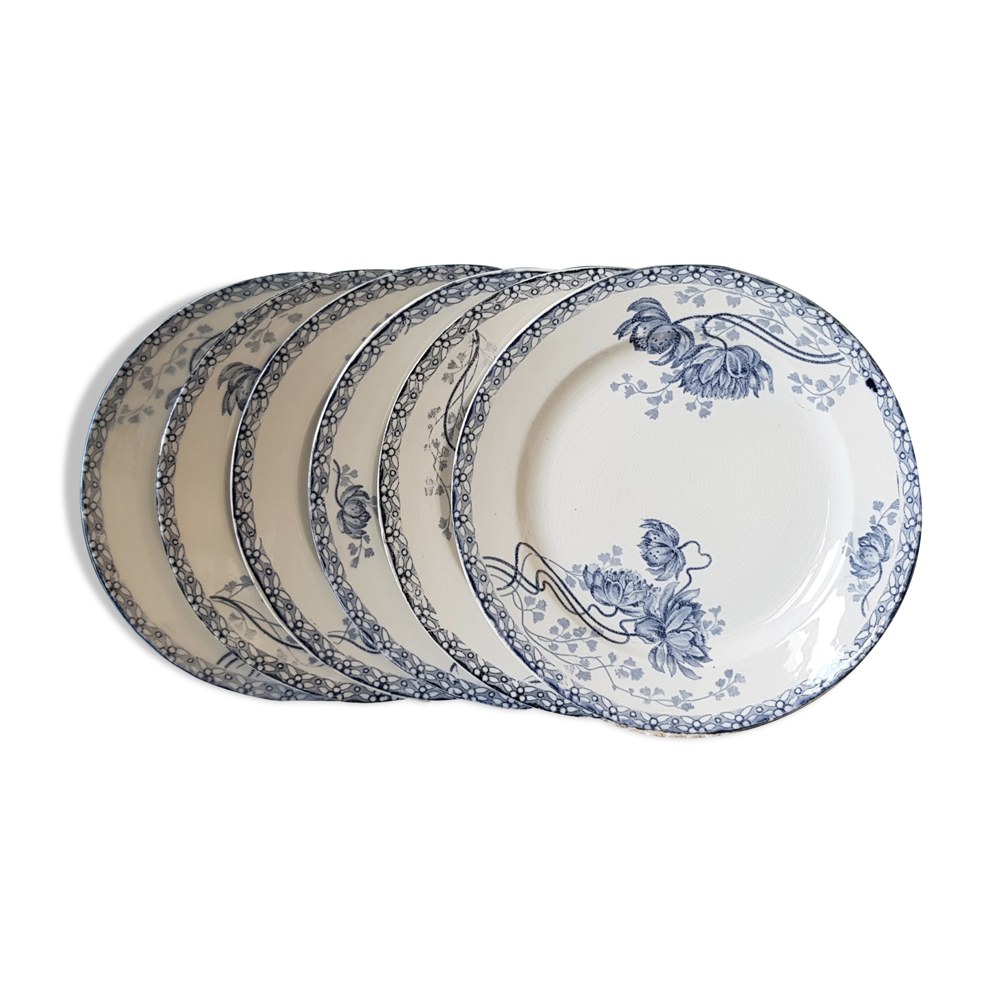 U&C Sarreguemines Model Royat set of 6 dessert plates