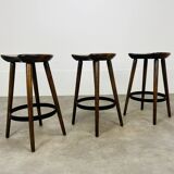 3 brutalist bar stools in Scandinavian style from the 60s