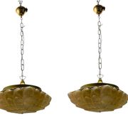 Lot de 2 suspensions lumineuses en verre de Murano, années 1980