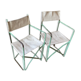 Pair of antique vintage camping metal chairs plianfer