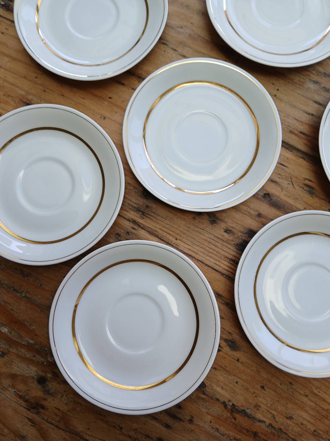 Set of 7 Limoges porcelain cups and saucers