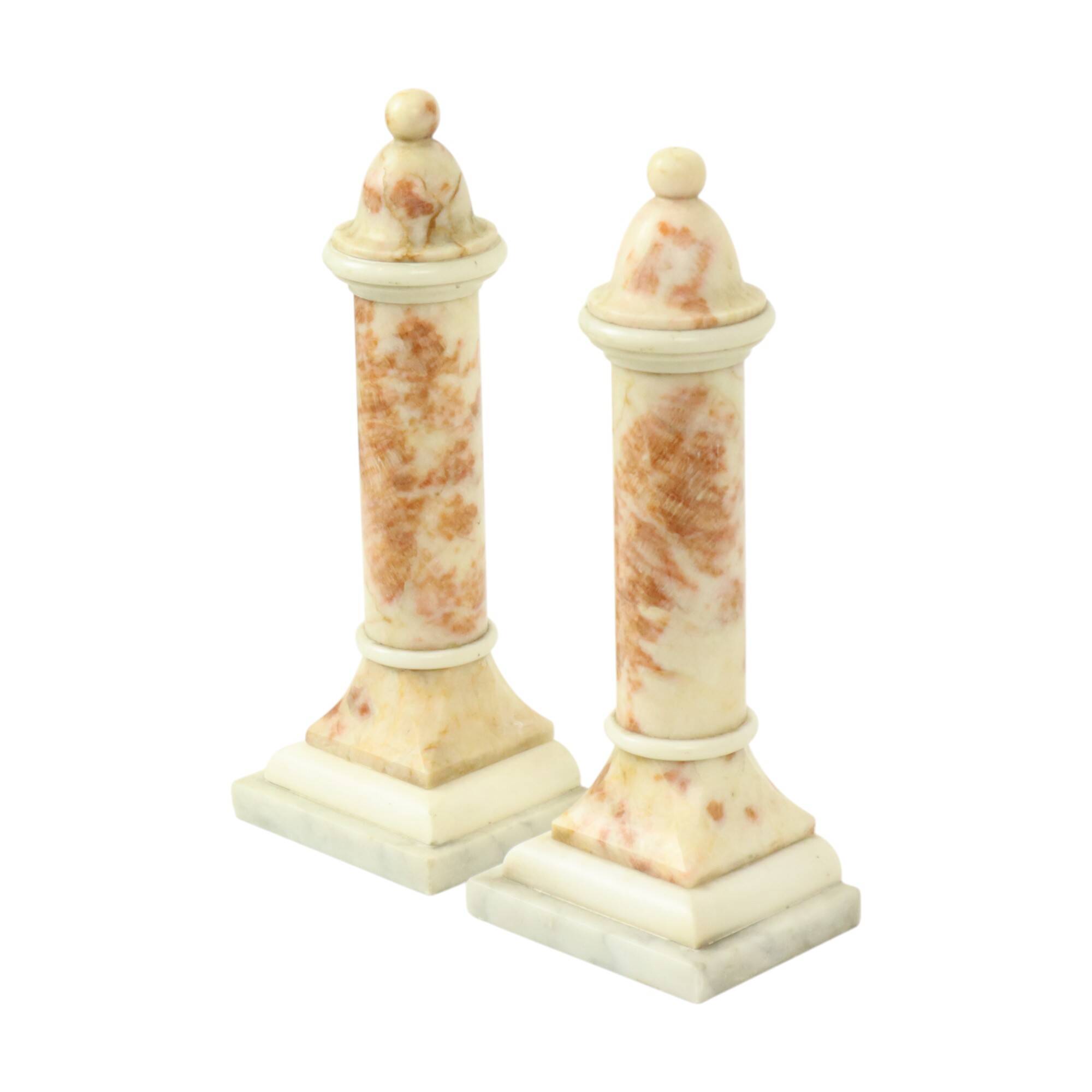 Set of 2 Decorative Marble Pillars Columns Classic 35cm