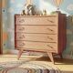 Commode vintage rénovée pieds compas bois clair doré 1950 - 1960