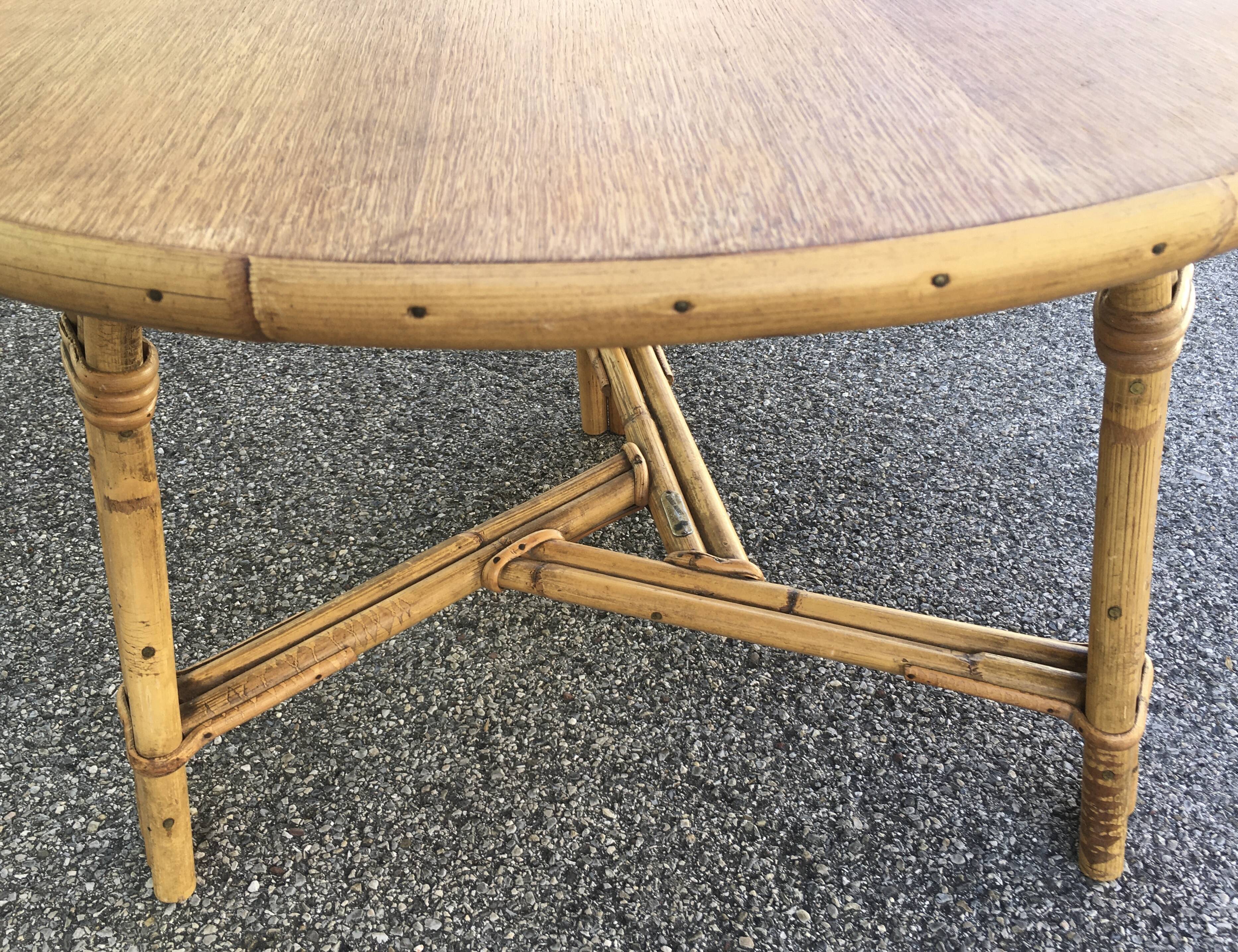 Round rattan coffee table Audoux-Minnet