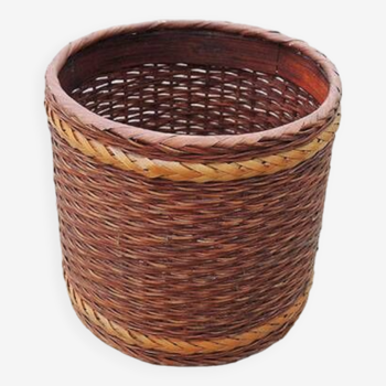 Old Basket / Pot Cover in Dark Woven Wicker