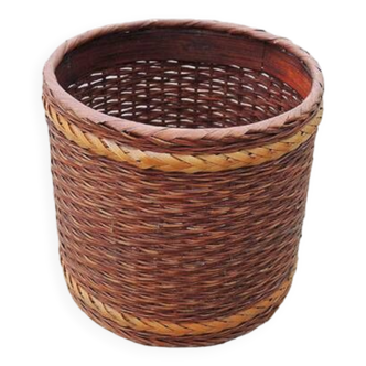 Old Basket / Pot Cover in Dark Woven Wicker
