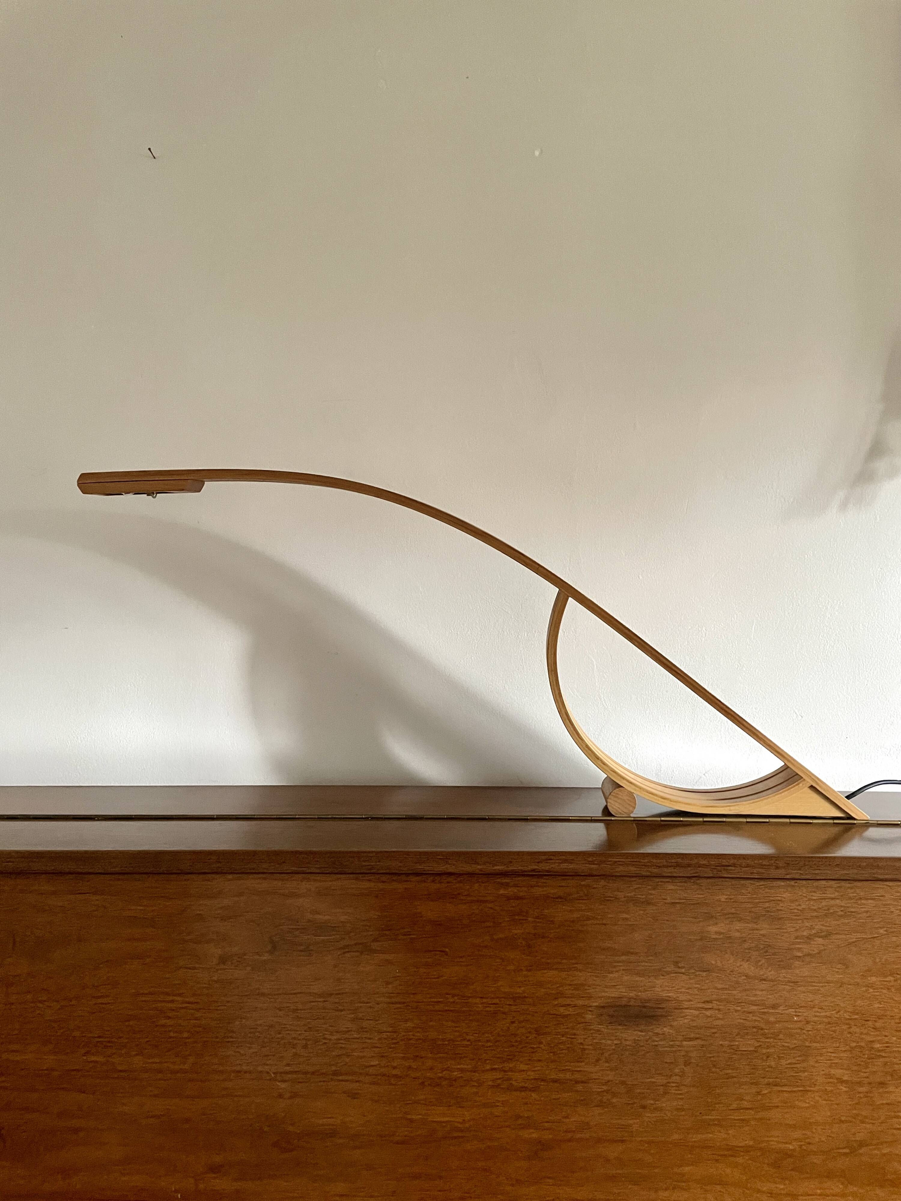 Lampe minimaliste en bois 1980