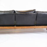 3. Pers Sofa Made In Rosewood & Black Leather Cushions By Hans Olsen From 1960s