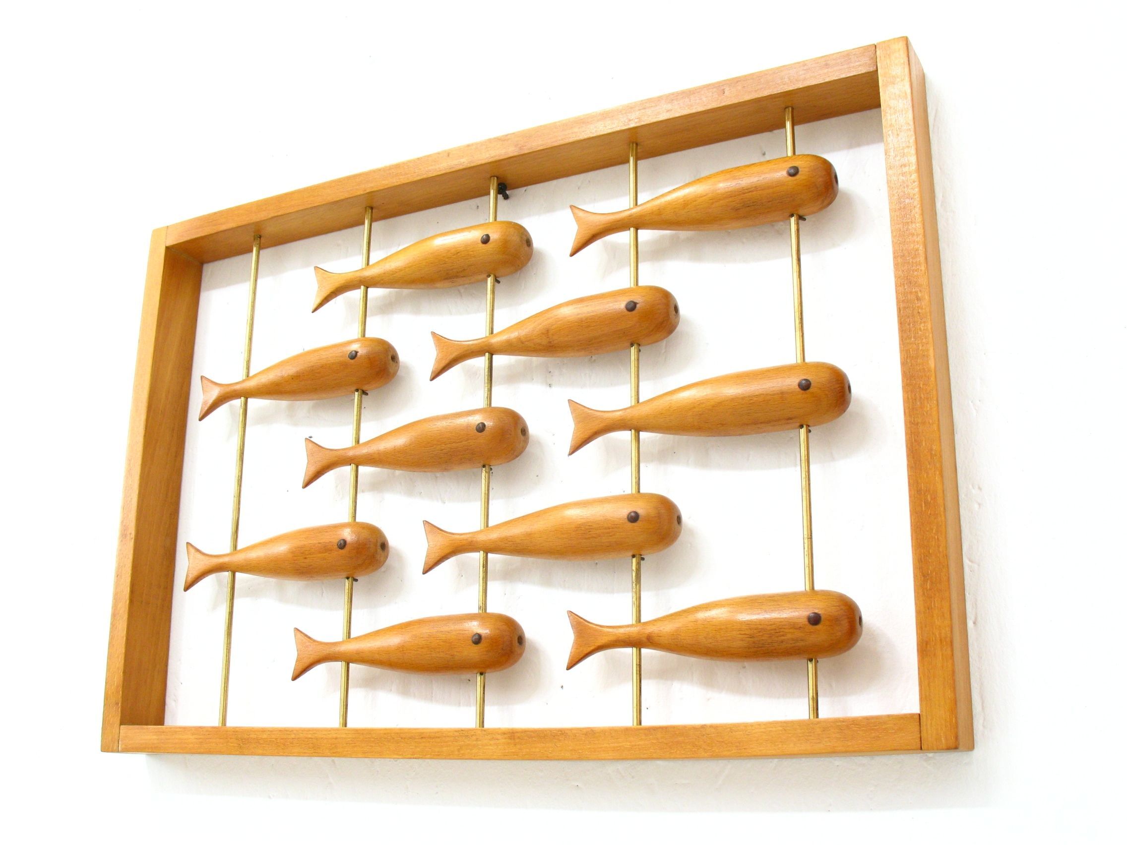 Wall decoration in teak 70's Denmark