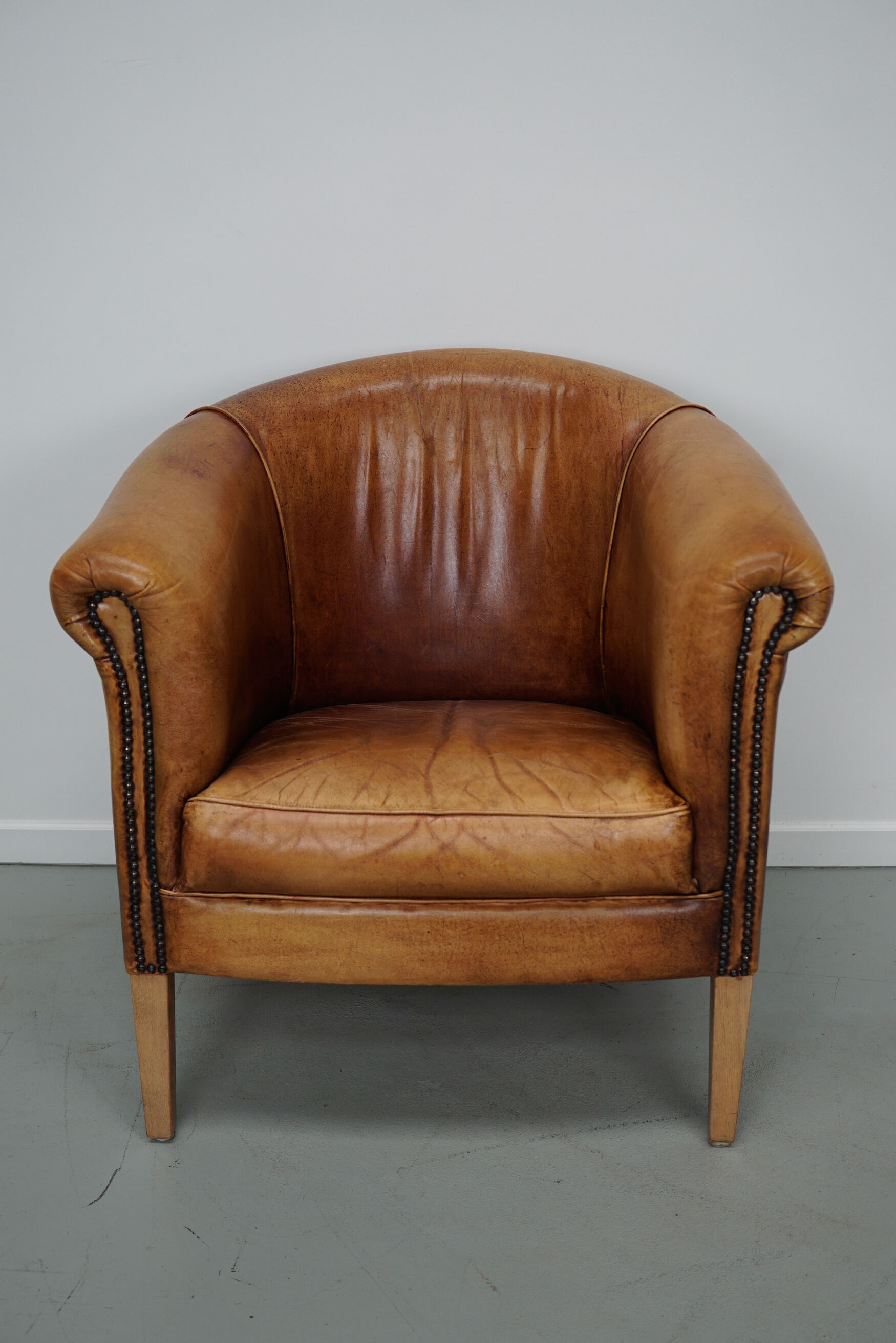 Vintage Dutch Cognac Colored Leather Club Chair