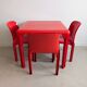 Ensemble de salle à manger rouge « Selene » par Vico Magistretti pour Artemide, années 1960