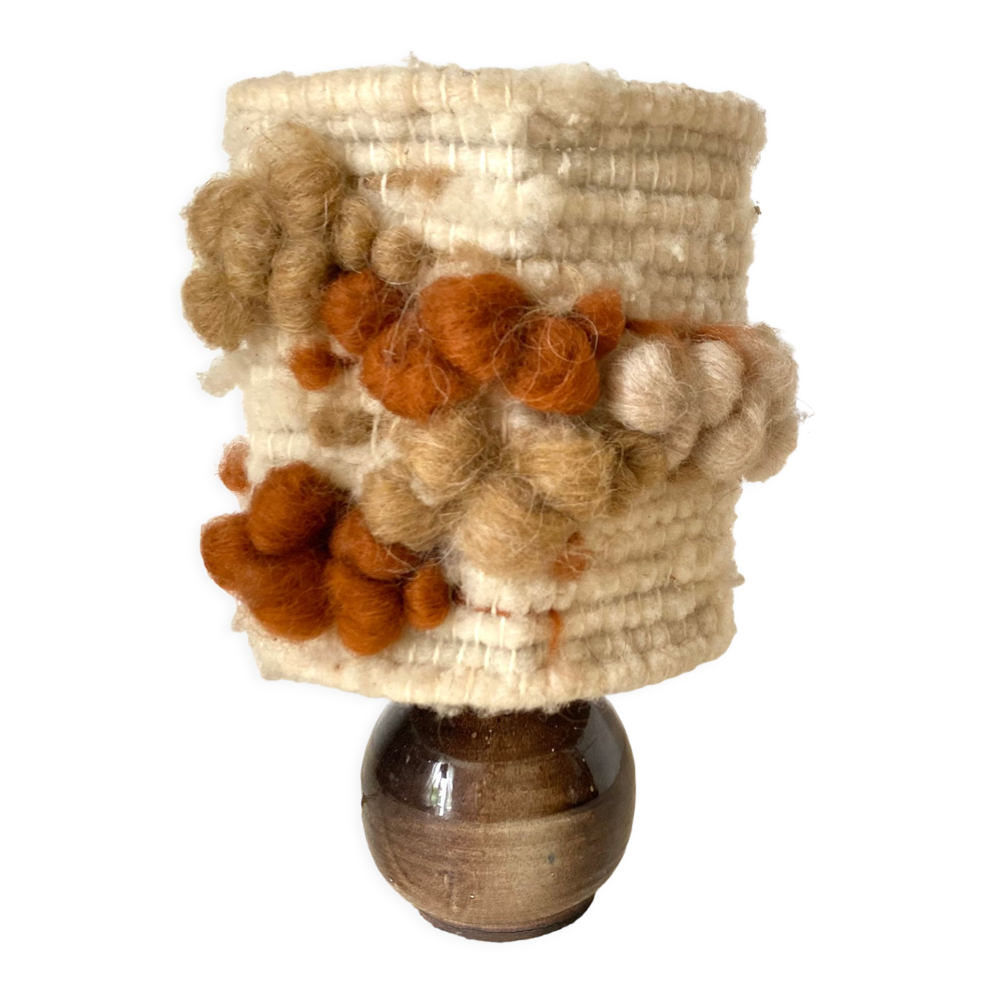 Vintage ceramic and wool lamp, 70s