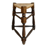 Tripod stool and straw seat, 1960s