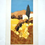 Jean-claude allenbach 1947 2007 the cypresses signed lithograph