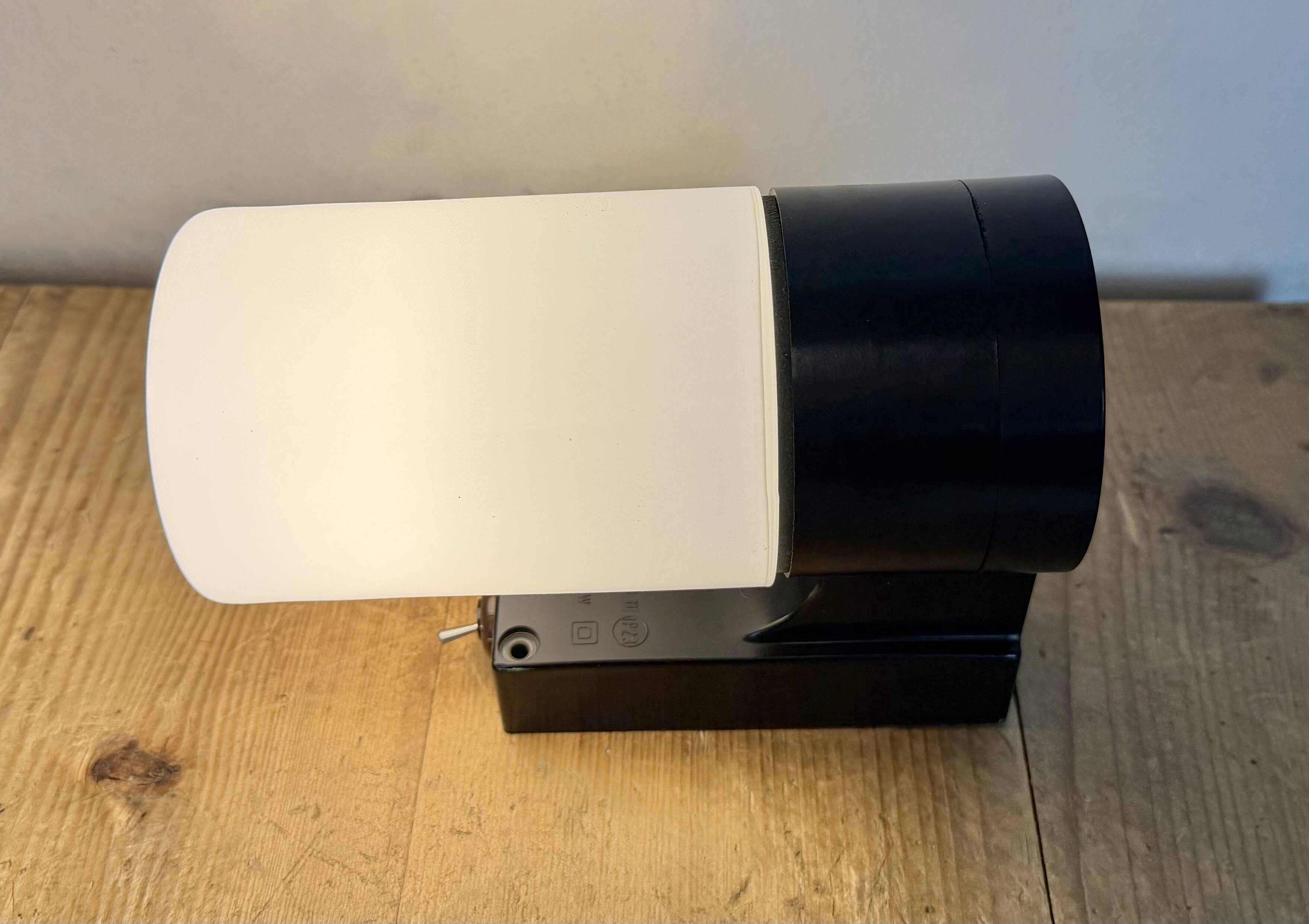 Industrial Brown Bakelite Wall Light with Milk Glass, 1960s
