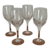 Lot de verres à vin blanc en cristal gravé fleur – Verres vintage élég