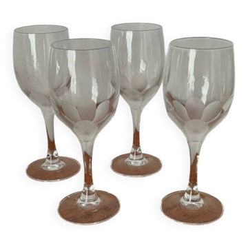 Lot de verres à vin blanc en cristal gravé fleur – Verres vintage élég