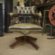 Fauteuil de bureau tournant en acajou et cuir capitonné , des années 1960