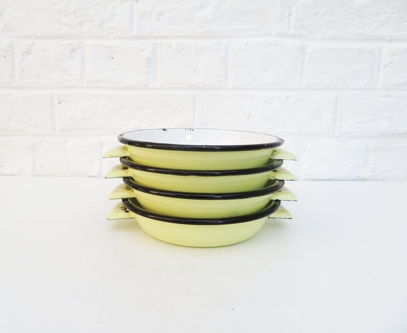 4 vintage enamel bowls