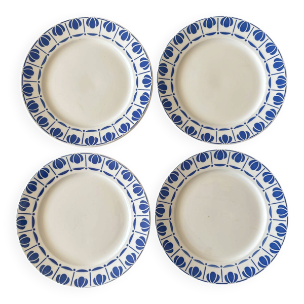 Lot de 4 assiettes à dessert Digoin Sarreguemines modèle Tahiti • Vais