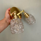 Double vintage tulip wall light in moulded glass.