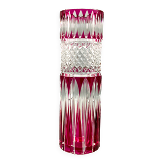 Vase rouleau fuschia Val Saint Lambert