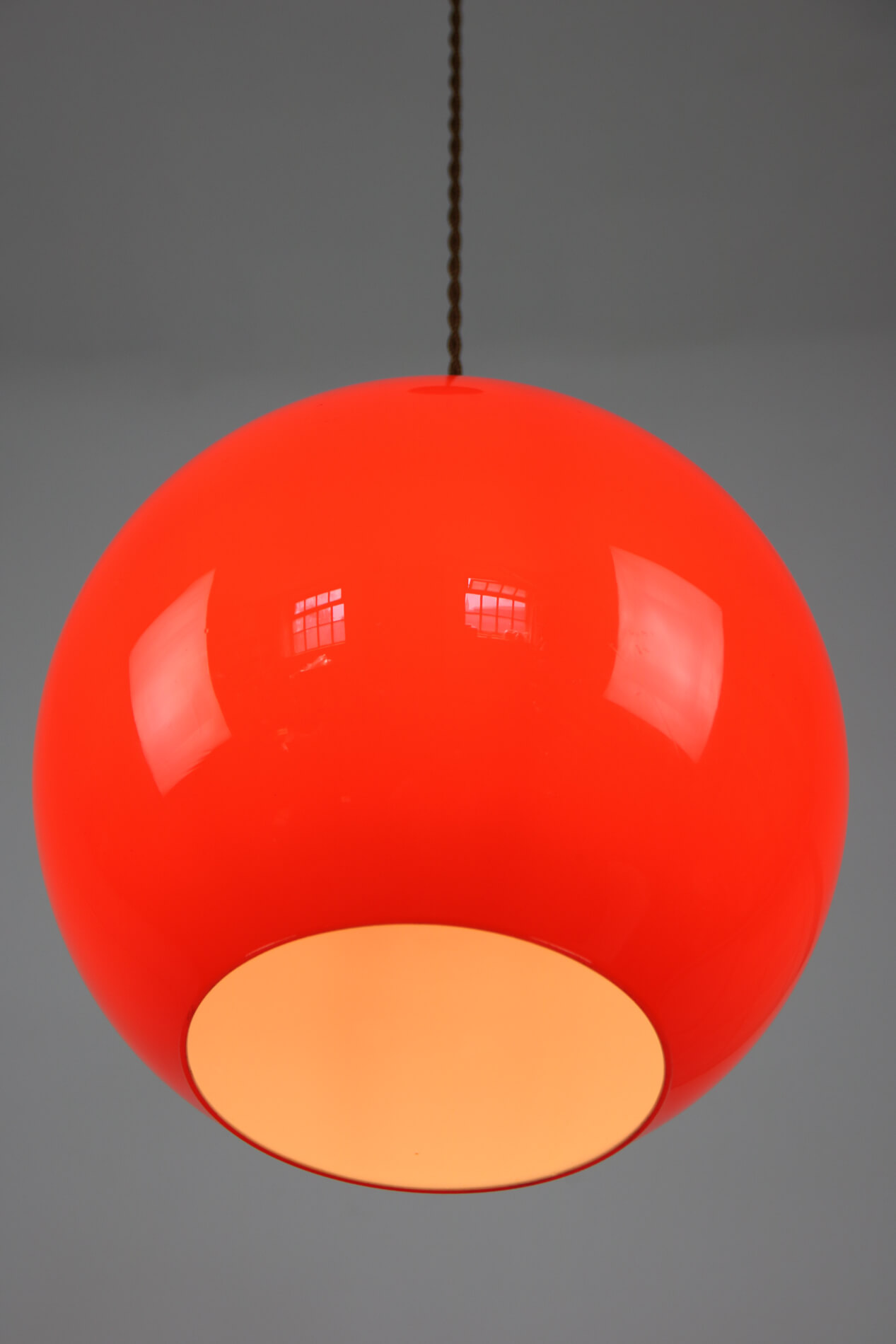 Mid-Century red glass hanging lamp