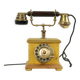 Old Italian Analog Telephone with Rotary Copper Wood Velvet