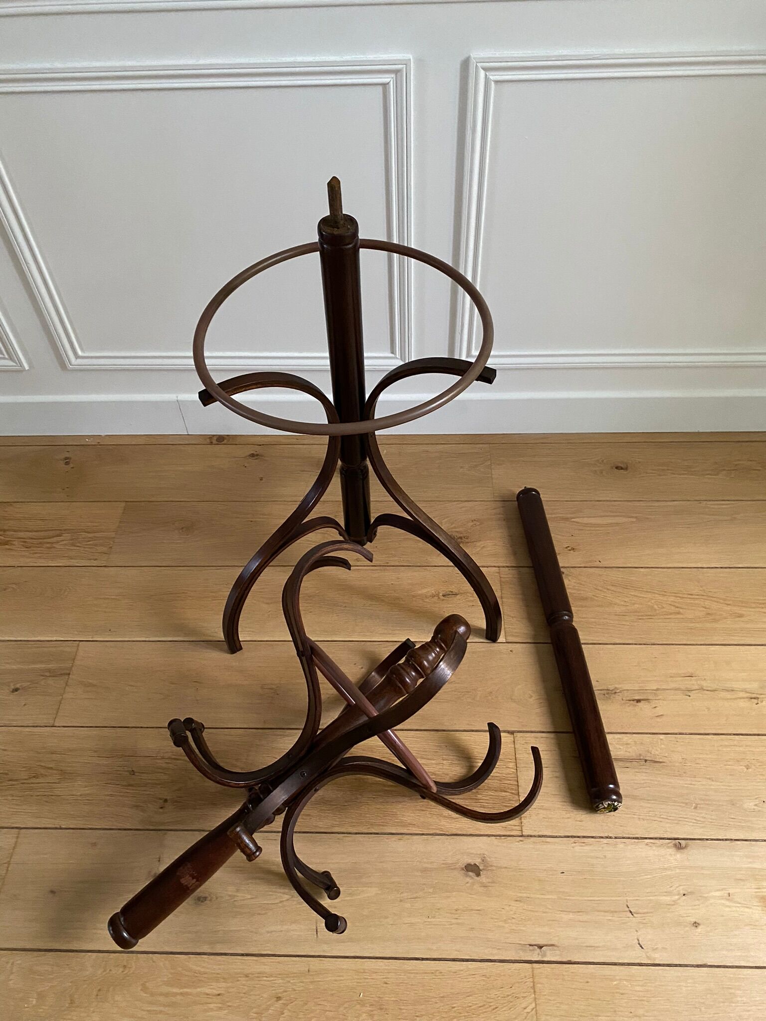 Vintage curved wooden parrot coat rack