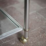 Vintage rolling dessert bar in gold metal and glass by Roche Bobois.