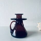 Bougeoir en verre soufflé bullé