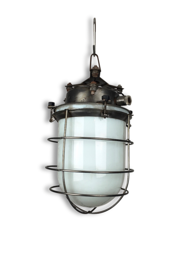 Large hanging metal and opaline