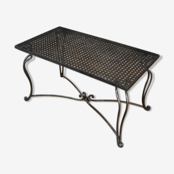 Metal coffee table perforated wrought iron foot 1940