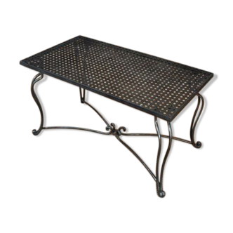 Metal coffee table perforated wrought iron foot 1940