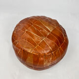 Vintage leather patchwork pouf, 1970