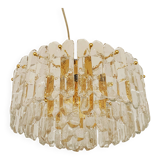 Gilded ice glass ceiling chandelier by J.T. Kalmar