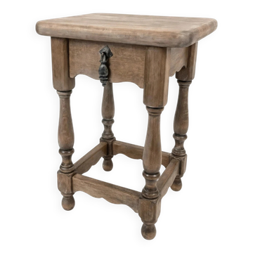 Chevet bout de canapé rustique chêne patine grège - 1 tiroir - 45cm