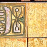 Table de salon en fer erreur céramique,  design années 70, séventies