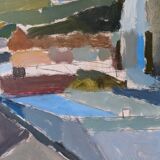 Contemporary "Urban Landscape" Abstract Landscape by British Artist Ian Mood, Framed Oil Painting