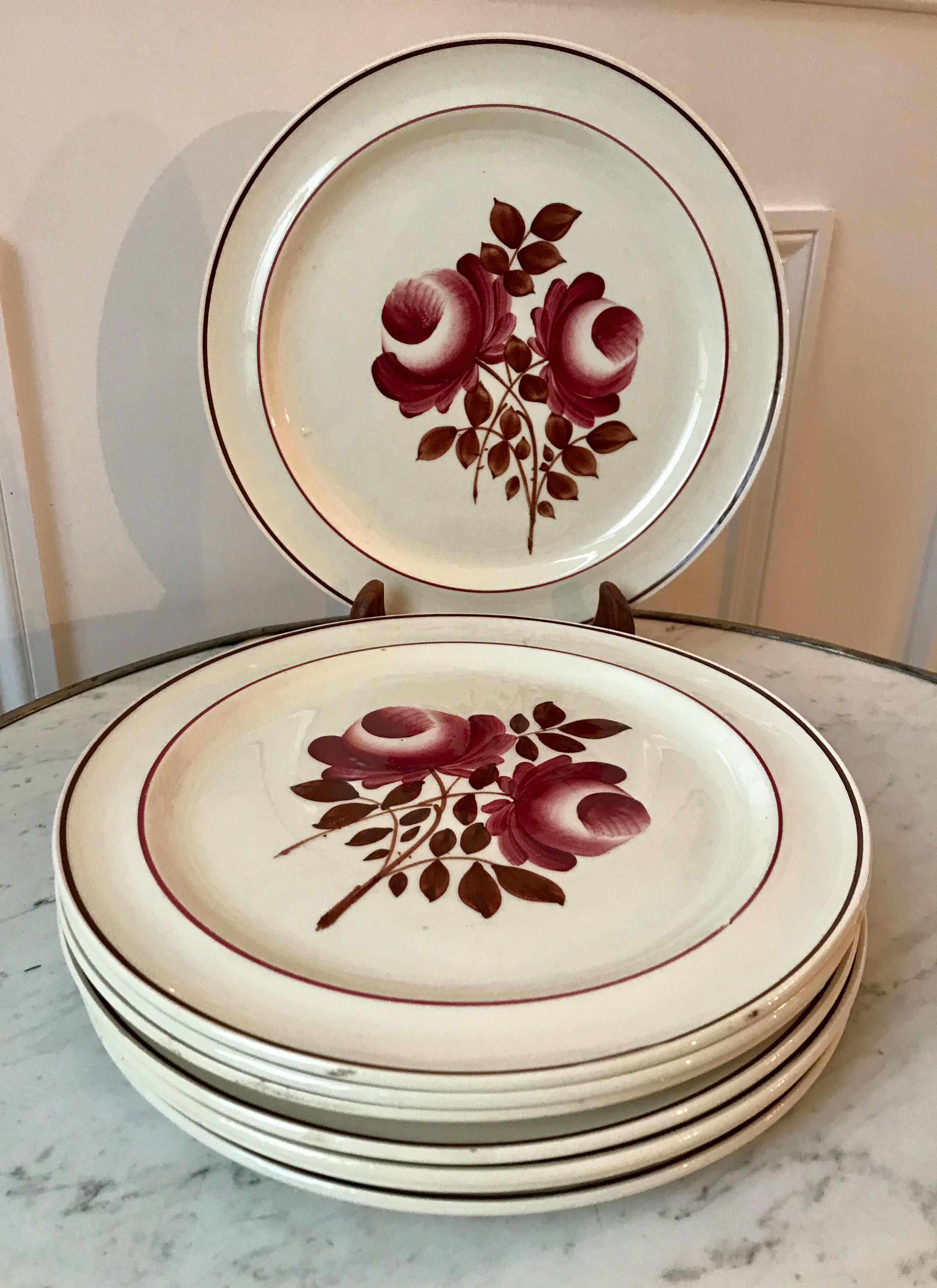 set of 8 flat plates Moulin des Loups model "Roubaix" 40s