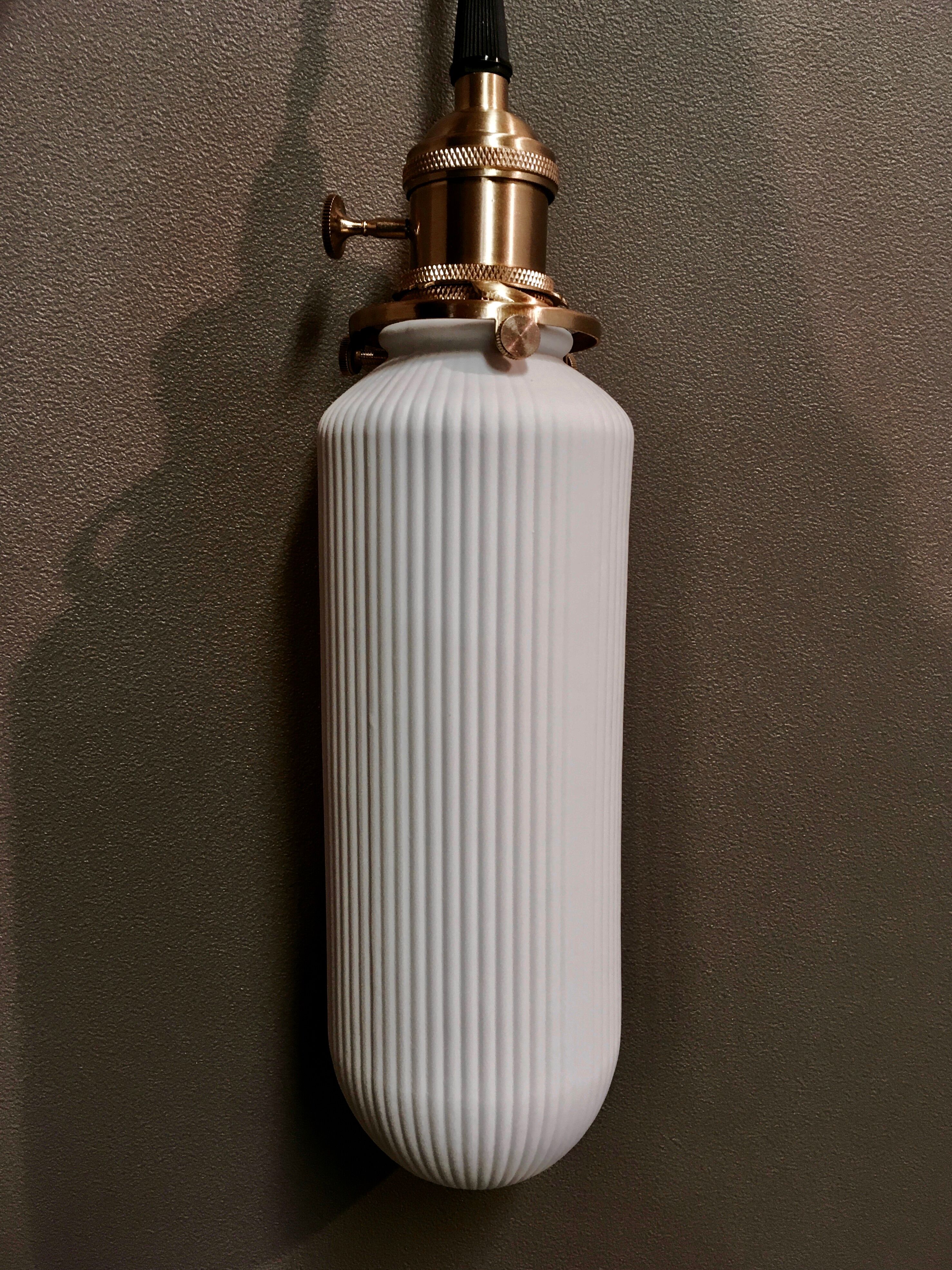 Suspension opaline glass and brass