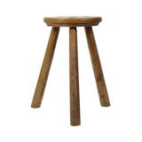 Antique Wooden Tripod Stool Milk Stool Early 20th Century Brutalism