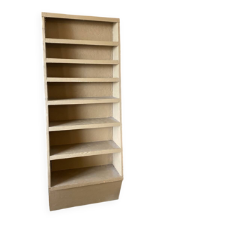 Painted wooden display shelf with an incline