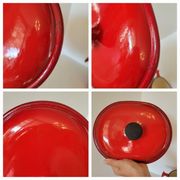 Oval casserole in red enamelled cast iron Enzo Mari La Mama 25