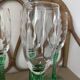 4 champagne flutes, Italian glassware, 1960s, green twisted stem