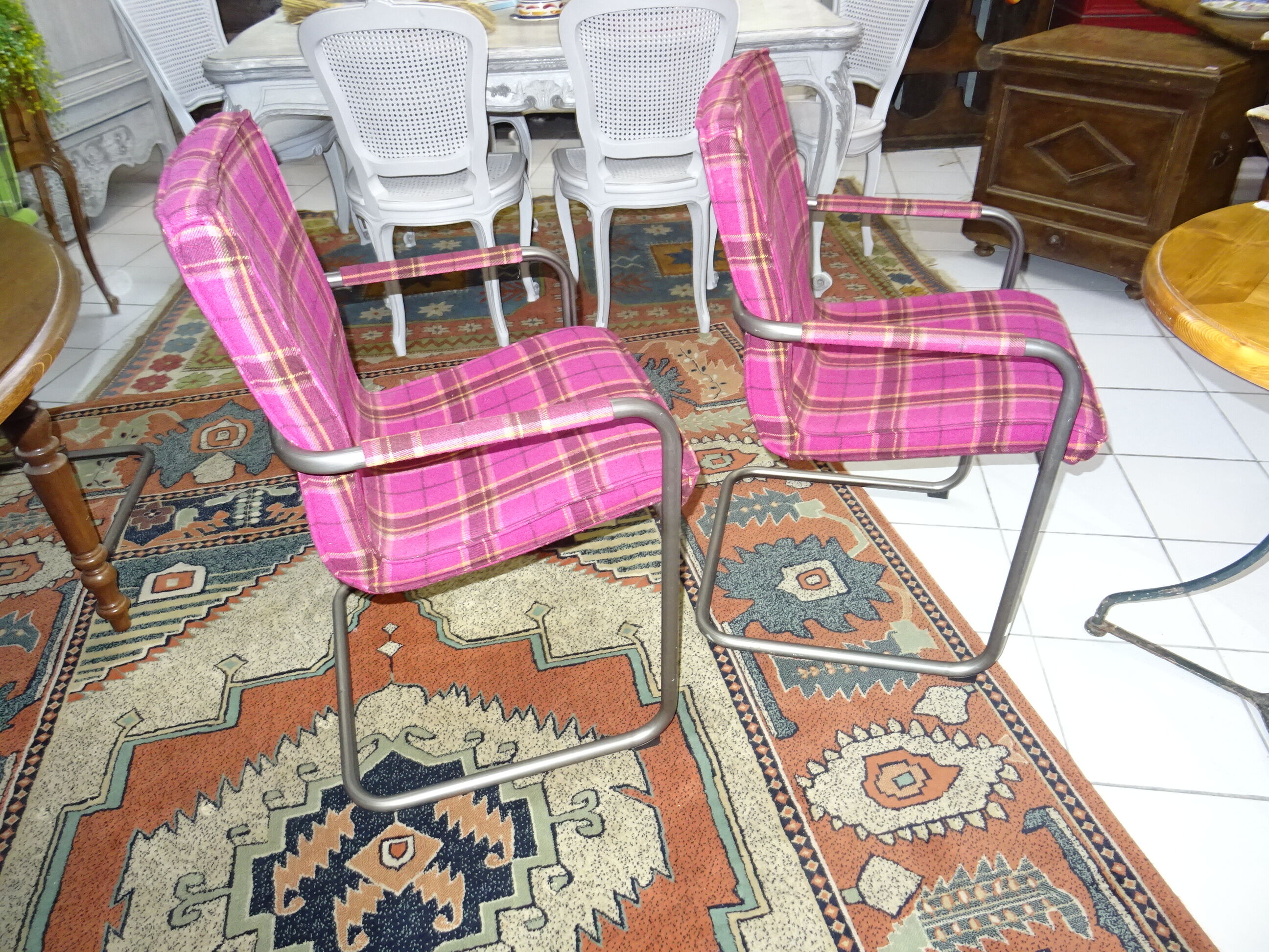 Pink armchairs