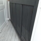 Art Deco sideboard patinated pearl gray, oak top.
