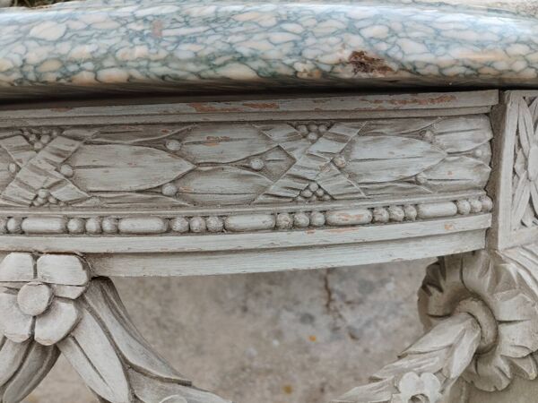 Belle console ancienne en bois avec. Plateau marbre style louis xvi
