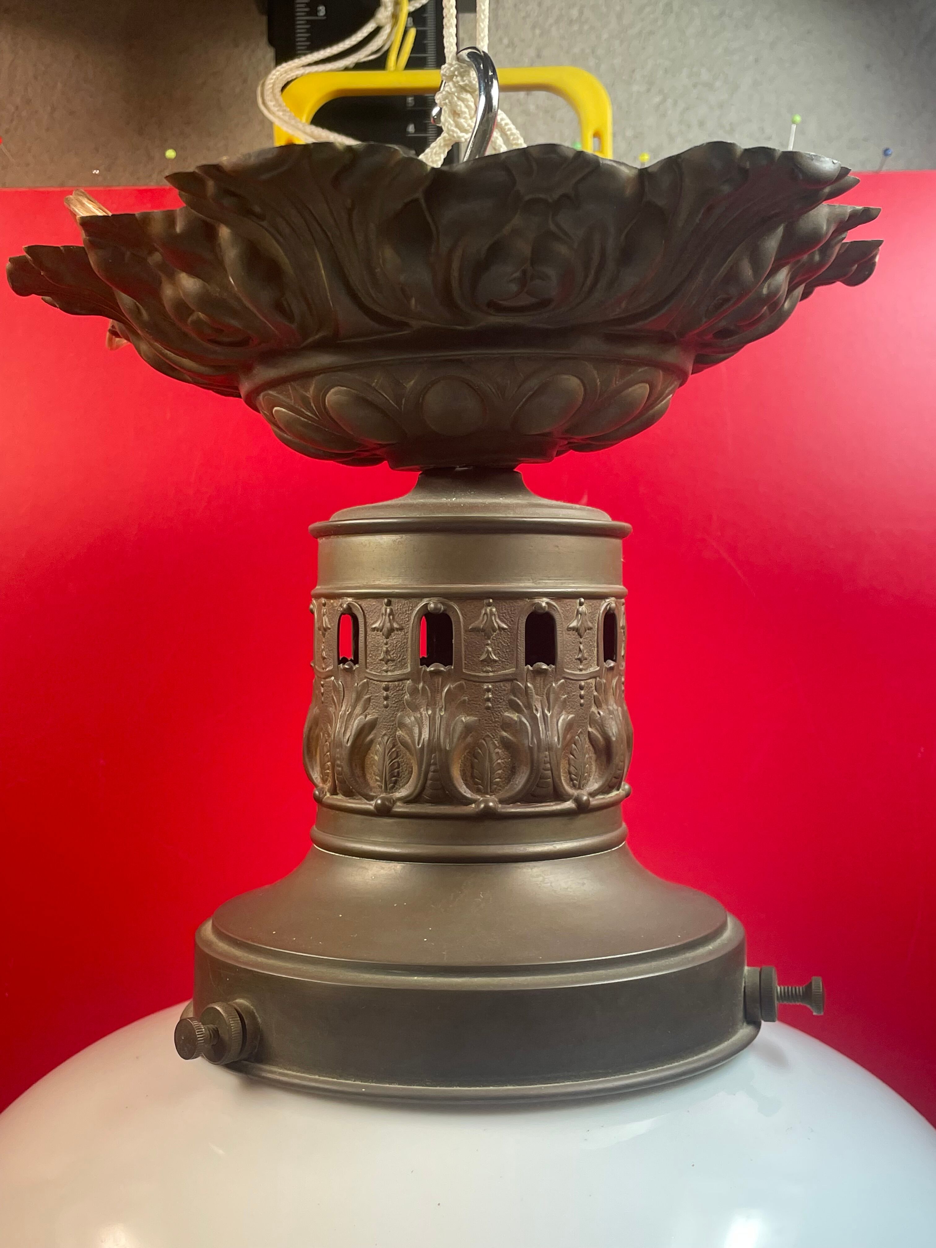 Chandelier Old Art Deco Ceiling Lamp Vintage Lamp Opaline circa 1930